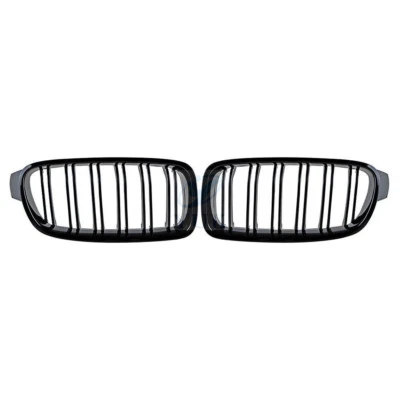 FIT FOR BMW 3 SERIES F30 F31 2012-2018 DUAL LINE GLOSS BLACK KIDNEY GRILLE GRILL - Image 1 of 4