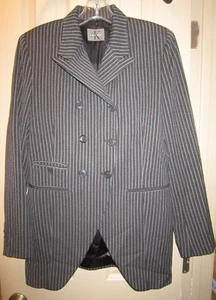 SZ 8 (J) SZ 6 (D) CALVIN KLEIN WOMENS BLACK & BROWN STRIPED DRESS & JACKET SUIT - Picture 1 of 12