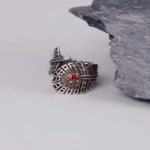 breiter offener Feder Ring-Ring mit Stein-Boho Schmuck-ausgefallene Ringe-Damens - Bild 1 von 8