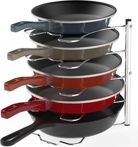 Simplehouseware 5 Tier Pan Organiser Rack for Kitchen Cabinet and Counter Chrome - Picture 1 of 12