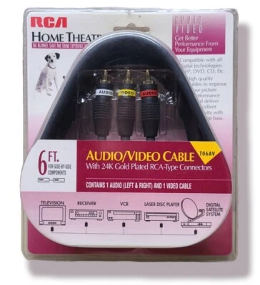 RCA Brand Home Theater Audio/Video Cables 6 FT Red/White/Yellow T06AV - Image 1 of 2