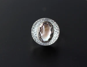 Shell Mother of Pearl Cabochon Oval Gemstone 925 Sterling Silver Ring Sz 6.5 - Picture 1 of 12