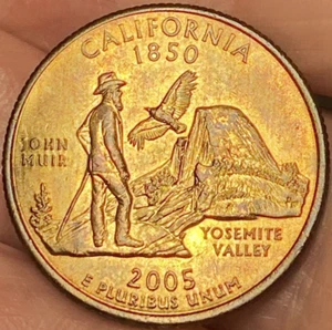 2005-D California  State Quarter Beautiful Lustrous Gold/Rainbow Toned Coin  #10 - Picture 1 of 14