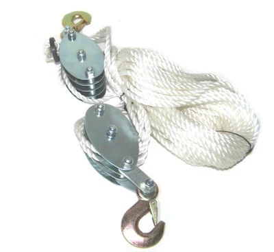 AJ 2 Ton Poly Rope Hoist Pulley Wheel Block and Tackle Puller Lift Tool 65 ft Rope