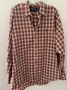 Vintage Polo Ralph Lauren Button Down Shirt Long Sleeve Plaid Mens XL Preppy - Picture 1 of 12