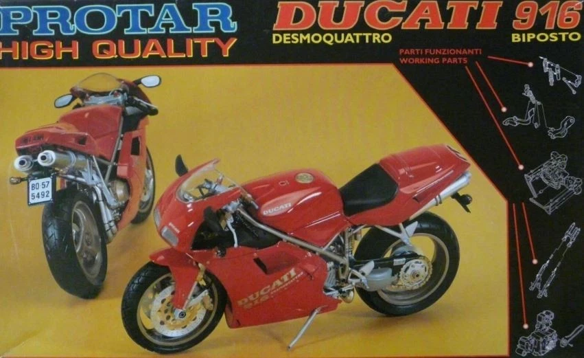 PROTAR BIKE MOTO ITEM 11263 DUCATI 916 BIPOSTO DESMOQUATTRO SCALE MODEL KIT 1/9 - Immagine 1 di 2