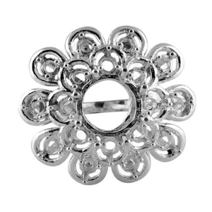 Semi Mount 9MM Round Shape Cluster Wedding Ring 925 Sterling Silver Jewelry - Picture 1 of 8