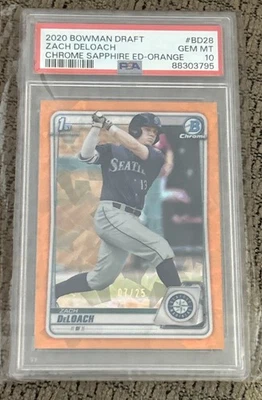 2020 BOWMAN DRAFT CHROME SAPPHIRE ED ORANGE #BD28 ZACH DELOACH  x/25  PSA 10 - Image 1 of 4