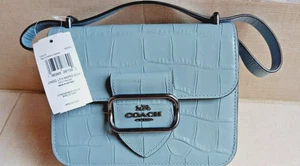 *NEW* ~COACH ~ " MORGAN "~ Crocodile  Embossed ~ CORNFLOWER ~ BLUE Crossbody Bag - Picture 1 of 10