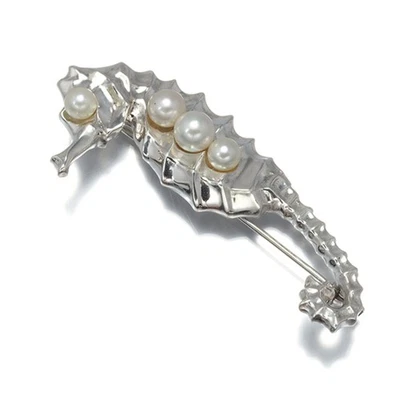 Mikimoto Brooch Pearl 43-53mm Seahorse Animal Silver - Image 1 of 4