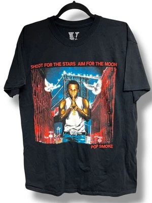 Vlone x Pop Smoke Shirt Men’s Large Shoot For The Stars NY Tee Authentic Cotton - Image 1 of 4