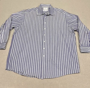 Brooks Brothers Shirt Mens 18/34 Blue Striped Thomas Mason Luxury Collection - Picture 1 of 8