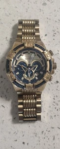 Invicta 25542 Bolt Gold/Blue Dial Gold Tone Stainless Chronograph Men's Watch - Picture 1 of 6