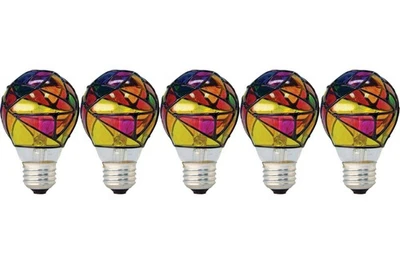 NEW GE Stained Glass Light Bulb A19 Medium Base 25 Watt Hand Painted - Image 1 of 4