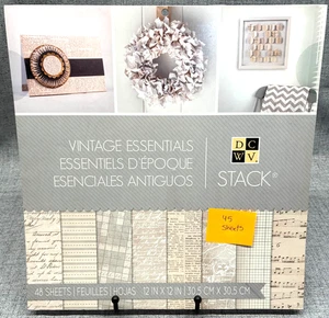 DCWV Vitela Vintage Essentials 12x12 Paquete de Papel 45 Hojas Diario Chatarra Álbum de Recortes - Imagen 1 de 5