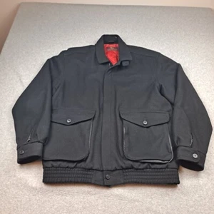 Vintage Nordstrom Wool Bomber Jacket Men Large Black Heritage Academia Capsule - Picture 1 of 14