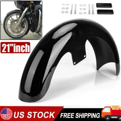 21" Vivid Black Wheel Wrap Front Fender For Harley Touring Road Electra Glide US - Imagem 1 de 4