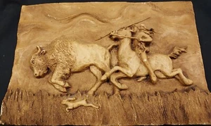 Hervorragende alte indianische Büffelschnitzerei 9,5x6,5x1,25 kein Holz - Bild 1 von 11