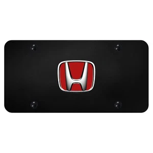 Honda Logo License Plate (Red On Black) - Picture 1 of 3