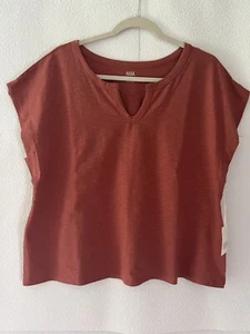 ANA A New Approach Women's Plus Size 0X V Neck T-Shirt in Coral - Picture 1 of 7
