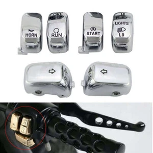 6pcs Chrome Switch Housing Button Caps For Harley VRSC 02-17 XL 96-13 Dyna 96-11 - Bild 1 von 13