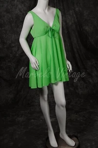 Vintage Twirly Babydoll 32/34 Claire Sandra by Lucie Ann Tulip green mini gown   - Picture 1 of 5