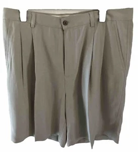 Joesph & Feiss Shorts 35” Waist 100% SILK Beige Bermuda Pleated Dress Shorts - Picture 1 of 3