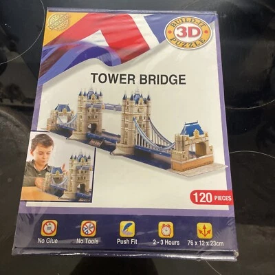 3D Tower Bridge Replica Puzzle - 120 Pieces London Tower Bridge Educational - Image 1 of 2