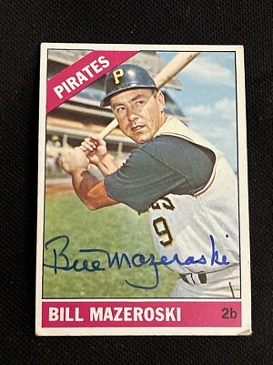 HOF BILL MAZEROSKI 1966 TOPPS SIGNED AUTOGRAPHED CARD #210 PITTSBURGH PIRATES - Image 1 of 2