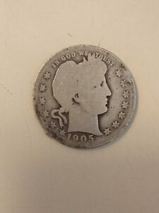 1905 Barber Quarter 90% silver