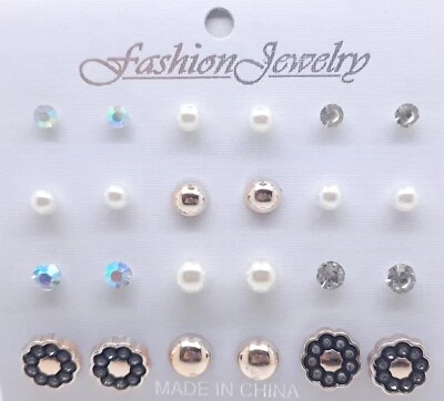 Wholesale set of 12 Pairs multi style ear stud fashion jewelry earrings lot #37 - Image 1 of 4