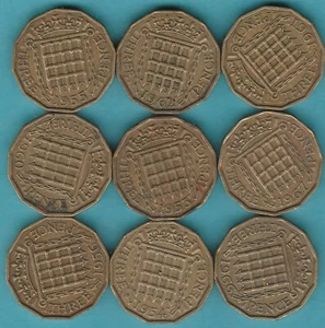 Moneda de tres peniques Isabel II de tres peniques broca circulada fecha de elección sin limpiar - Imagen 1 de 9