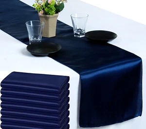 10 Corredores de Mesa Azul Marino Satinado 12" X 108" Boda B'day Fiesta Mesa Decoración - Imagen 1 de 6