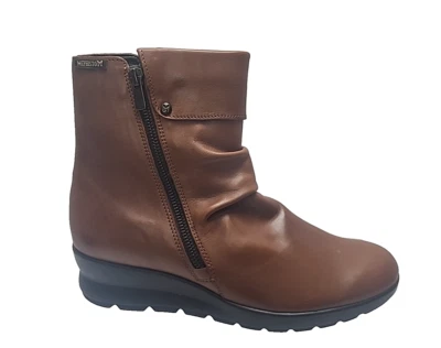 Botines de cuña Mephisto talla 7,5 cuero marrón cómodos botas holgadas con cremallera Foto 1 de 4