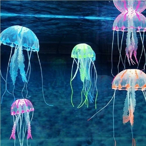 Large 4" Silicone Artificial Jellyfish Ornaments Fish Tank - Green color