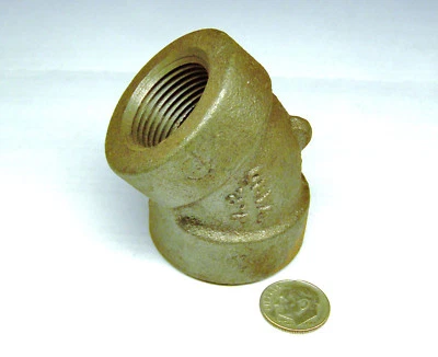 WARD 3/4" F NPT 45 DEG ELBOW CLASS 300 FM MALLEABLE IRON 1.63" OD. 1.31" C END - Image 1 of 4