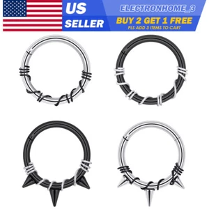 1Pc Nose Ring Surgical Steel Septum Clicker Wire Wrapped Hoop Body Piercing 16G - Picture 1 of 15