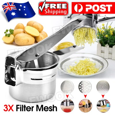 Potato Ricer Masher Fruit Press With 3 Discs Professional All Stainless Steel AU - image 1 of 4