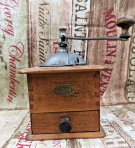 Molinillo de café francés antiguo PEUGEOT FRERES madera café - Imagen 1 de 5