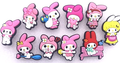 (Cantidad 10) JIBBITZ - SANRIO HELLO KITTY Flexible PVC Zapatos Dijes para Crocs (05/84) Foto 1 de 2