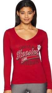 Champion College Indiana Hoosiers Long Sleeve V-Neck Tee RED Womens XS NEW - Picture 1 of 3