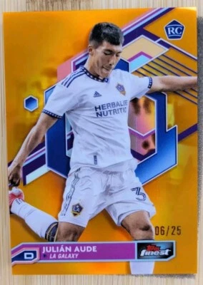 2023 Topps Finest MLS JULIAN AUDE /25 Rookie RC Orange Refractor LA Galaxy #79 - Image 1 of 3