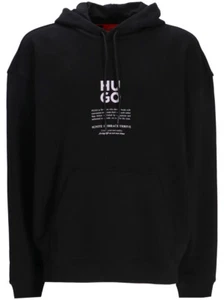Hugo Boss Men's Dflohood Square Logo Graphic Print Back Hoodie, Black - Picture 1 of 1