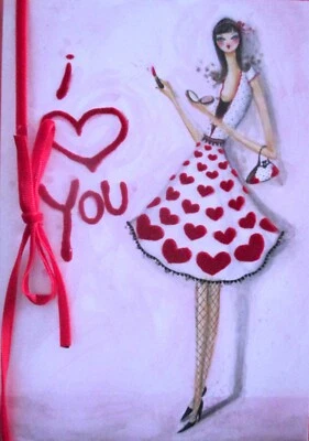 Tarjeta de felicitación de San Valentín con lazo de terciopelo para niña Papiro Bella Pilar Foto 1 de 4