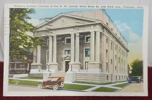 Postal fotográfica antigua del templo masónico, Fremont, Ohio 1926 GC - Imagen 1 de 6