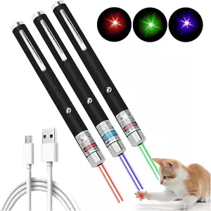 3 juguetes para gatos recargables por USB, luz láser verde, roja y azul. - Imagen 1 de 12