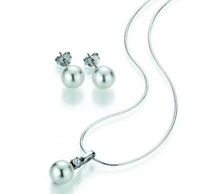 Silberschmuck Schmuckset SWZP Kette+Ohrstecker weiß - Bild 1 von 1