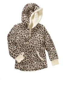 Faded Glory girl's leopard sherpa lined full-zip hooded jacket sz XS 4-5 - Picture 1 of 5