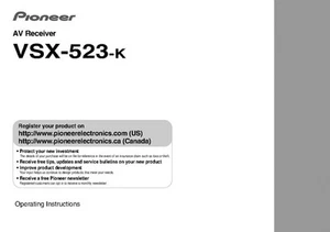 Pioneer VSX-523K Receiver Owners Manual - Picture 1 of 1