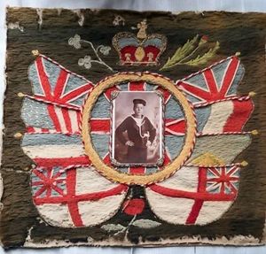 WWI EMBROIDERED COMMEMORATIVE NAVAL PANEL - Picture 1 of 13